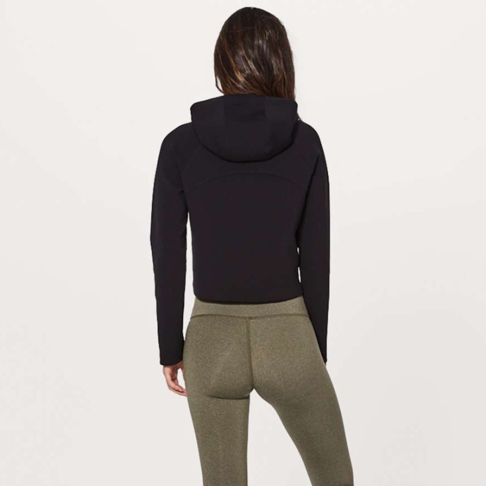 Lululemon Tech Lux Pullover Black Cropped Hoodie LW3ARNS Size 12 NWT - Picture 2 of 10